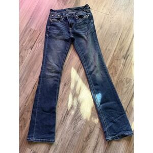 Grace in LA Womens Bootcut Jeans Dark Wash Western Embroidered CowboyBoot Size26